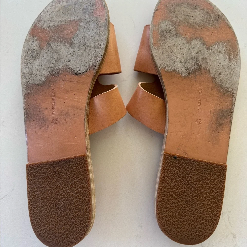 Ancient Greek Sandals Tan Leather Slide Sandals